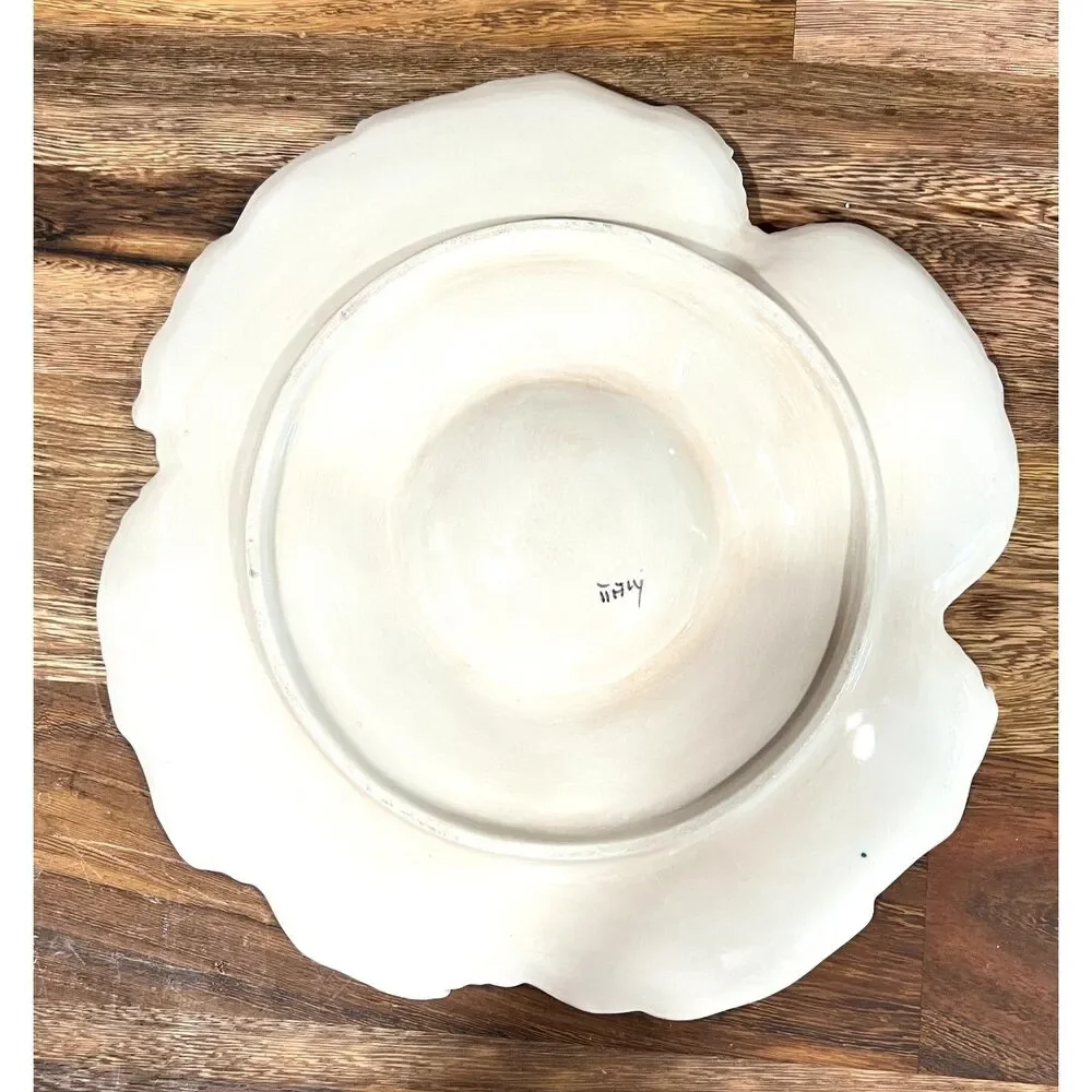 Vintage Italian White Ceramic Flower Chip&Dip/Artichoke Platter Italy Marked 10